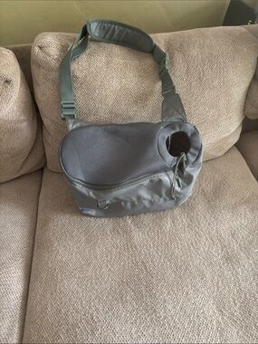 Small animal carrier.  Grey in color